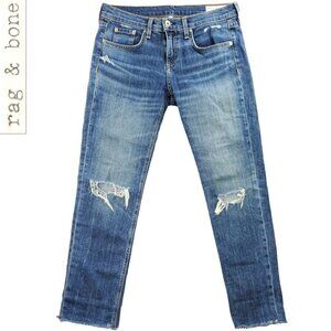rag&bone Dre Capri Ankle Raw Hem Jeans Stretch Distress "26" 32 Waist, 26 Inseam